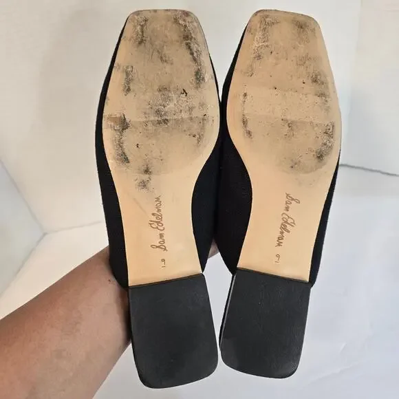 SAM EDELMAN LAVINA MULE LINEN BUCKLE FLATS, SIZE 9 - Picture 6 of 7